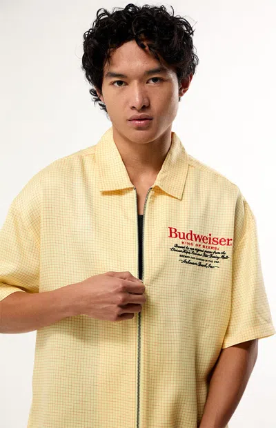 Budweiser Men's By Pacsun Clydestrom Woven Shirt In Cream In Yellow
