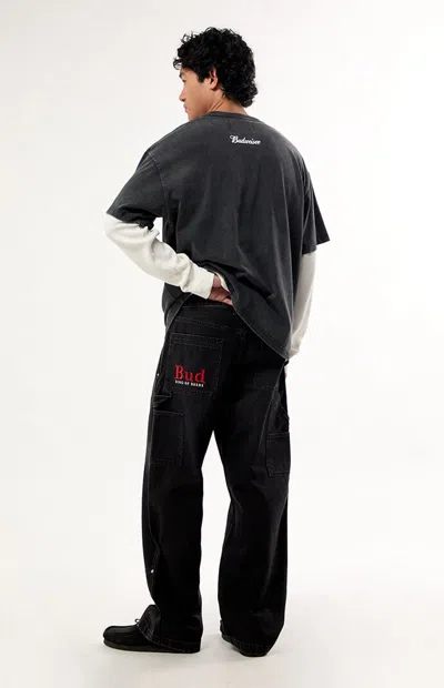Budweiser Men's By Pacsun Double Knee Carpenter Baggy Jeans In Black