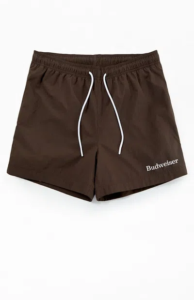 Budweiser Men's By Pacsun Logo 6.5" Volley Swim Trunks In Brown