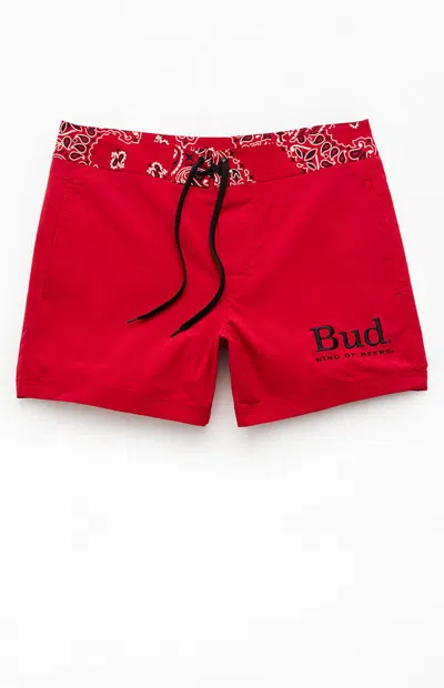 Budweiser Men's By Pacsun Paisley Logo 5" Boardshorts In Red