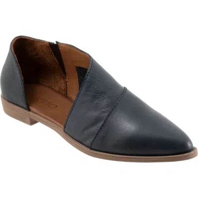 Bueno Blake Half D'orsay Pointed Toe Flat In Dark Blue