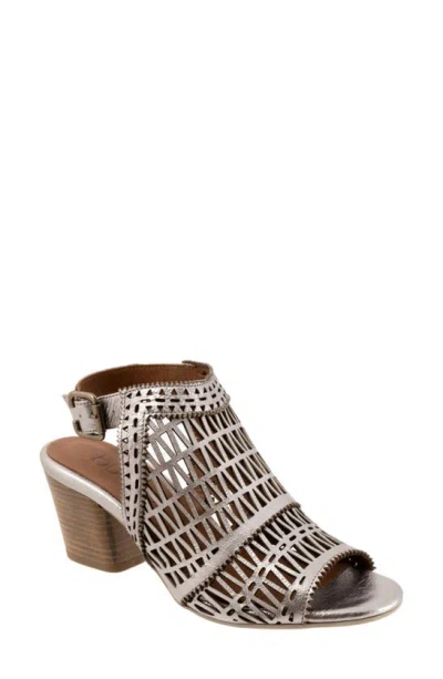 Bueno Candice Ankle Strap Sandal In Dark Silver Metallic