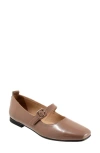 Bueno Eliana Mary Jane Flat In Taupe Patent