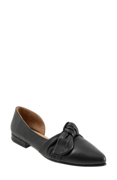Bueno Ivory Half D'orsay Pointed Toe Flat In Black