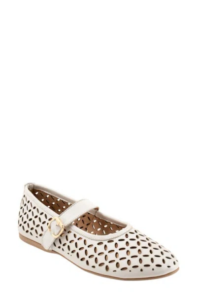Bueno Kehlani Perforated Mary Jane Flat In Ice White