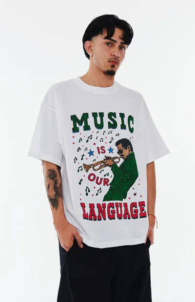 Bueno Men's Music Is Our Language T-shirt In White