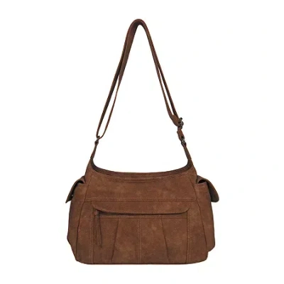 Bueno Of California Distress Pebble Washed Crossbody Bag In Brown