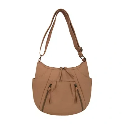 Bueno Of California Double Zipper Hobo Crossbody Bag In Sand