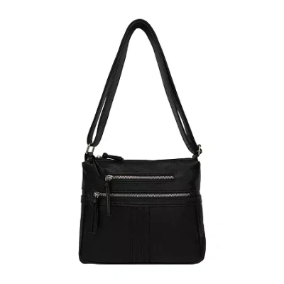 Bueno Of California Grainy Washed Double Zip Crossbody Bag In Black