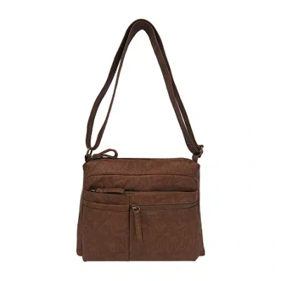 Bueno Of California North South Zip Washed Crossbody Bag In Brown