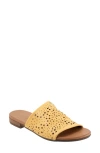 Bueno Turner Perforated Slide Sandal In Mustard