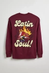 BUENO UO EXCLUSIVE LATIN SOUL LONG SLEEVE TEE IN RUBY, MEN'S AT URBAN OUTFITTERS