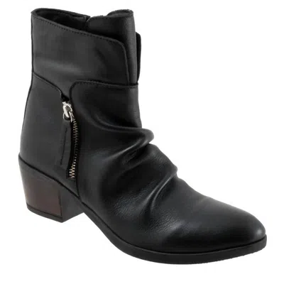 BUENO WOMEN'S COLBIE RUCHED LEATHER BOOT IN BLACK