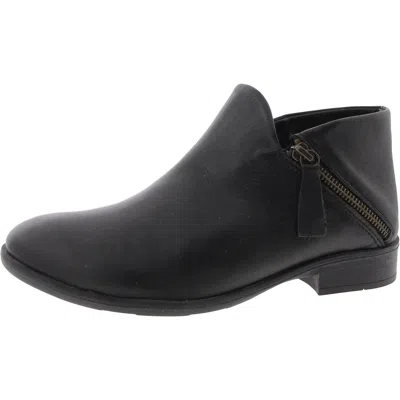 Bueno Womens Double Zipper Leather Booties In Black