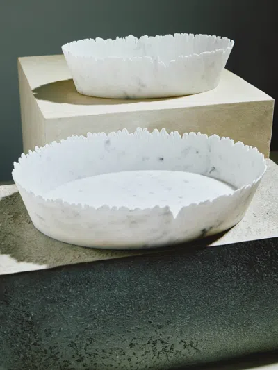 Bufalini Drap Marble Bowl  Abask Luxury Gift In White
