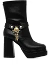 Buffalo 110mm May Biker Chain-strap Boots In Black