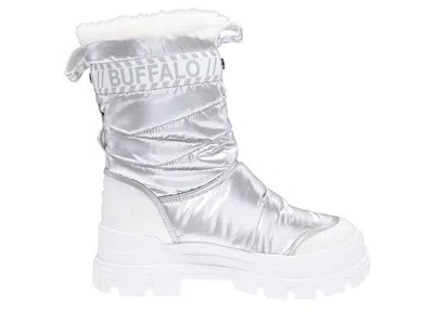 Pre-owned Buffalo Aspha Quilt Snowboot (women's) Sneakers In Silver/white