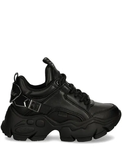 Buffalo Binary Halo Buckle-strap Sneakers In Black