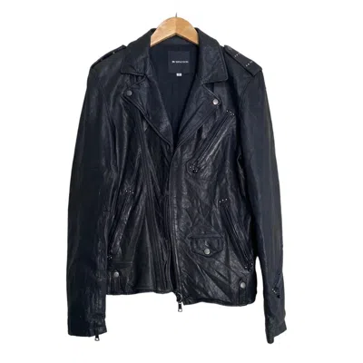 Pre-owned Buffalo Bobs X Le Grande Bleu L G B Buffalo Bobs Lamb Leather Biker Jacket In Black