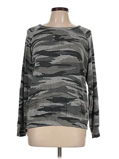 Pre-owned Buffalo By David Bitton Long Sleeve Top Gray Camo Pattern Boatneck Tops