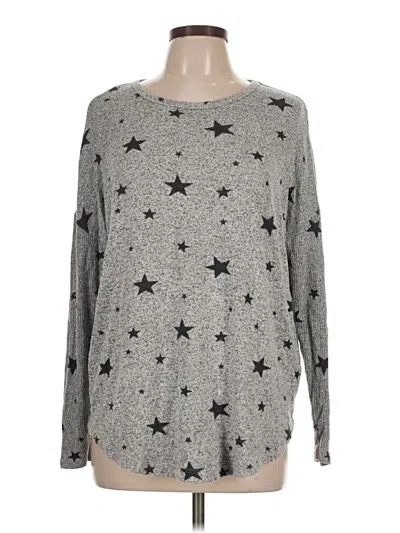 Pre-owned Buffalo By David Bitton Long Sleeve Top Gray Stars Pattern Crew Neck Tops