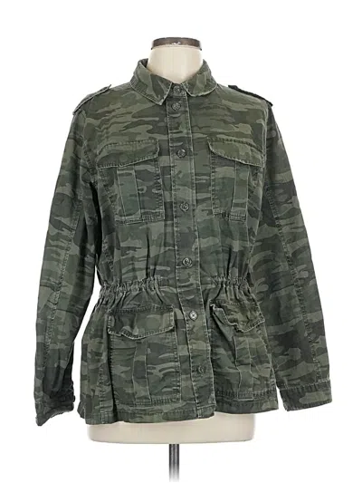Pre-owned Buffalo By David Bitton Long Sleeve Top Green Camo Pattern Mock Neckline Tops