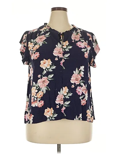 Pre-owned Buffalo By David Bitton Short Sleeve Blouse In Blue
