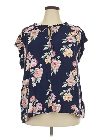 Pre-owned Buffalo By David Bitton Short Sleeve Blouse In Blue