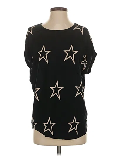Pre-owned Buffalo By David Bitton Short Sleeve Top Black Stars Pattern Scoop Neck Tops