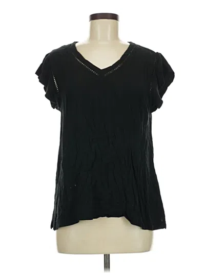 Pre-owned Buffalo By David Bitton Short Sleeve Top Black V-neck Tops