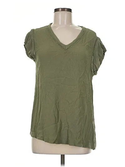 Pre-owned Buffalo By David Bitton Short Sleeve Top Green V-neck Tops