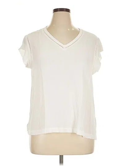 Pre-owned Buffalo By David Bitton Short Sleeve Top Ivory V-neck Tops