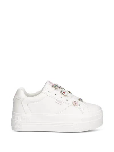 Buffalo Charm-embellished Platform Sneakers In White