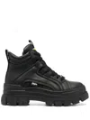 Buffalo Chunky Lace-up Boots In Black