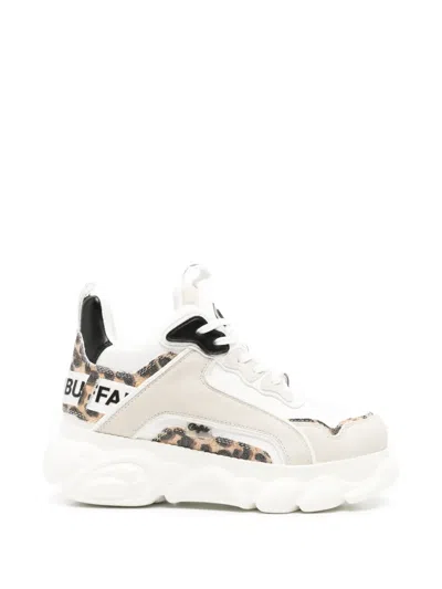 Buffalo Cld Chai Leopard-print Panelled Sneakers In White