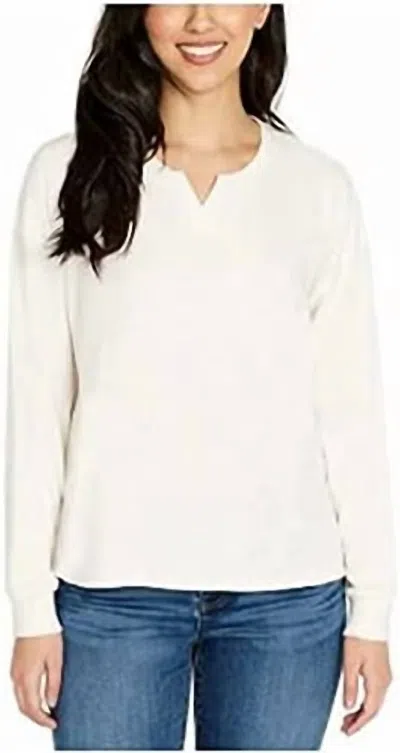 Buffalo David Bitton Long Sleeve Crew Neck Top In Ivory In Multi