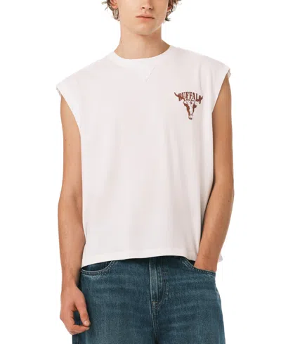 Buffalo David Bitton Men's Boxy Cropped Silhouette T-shirt In White