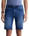 BUFFALO DAVID BITTON MEN'S DEAN RELAXED-STRAIGHT FIT STRETCH KNIT 10.5" DENIM SHORTS