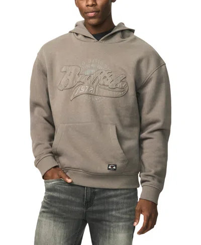 Buffalo David Bitton Men's Farro Heavyweight Brushed Fleece Graphic Hoodie In Dark Gull Gray