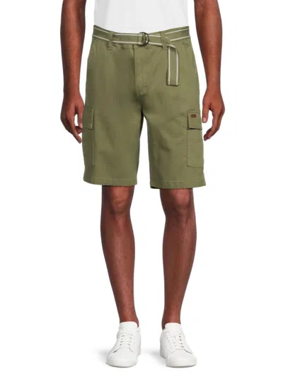 Buffalo David Bitton Men's Hughes Belted Cargo Shorts In Army Green