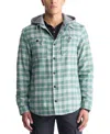 Buffalo David Bitton Men's Jakeim Long Sleeve Plaid Flannel Hooded Shirt-jacket In Rain Fores