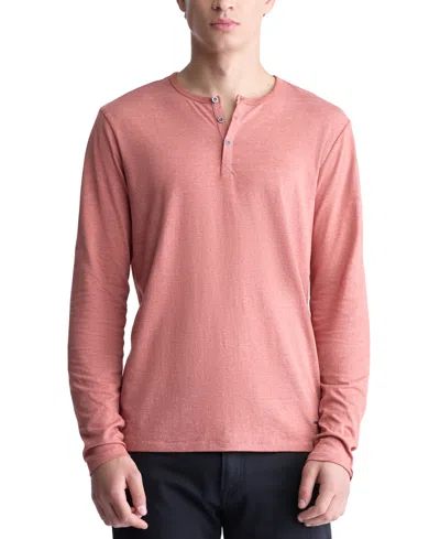 Buffalo David Bitton Men's Kaduk Long-sleeve Burnout Henley In Red Ochre