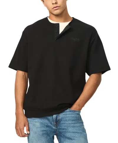 Buffalo David Bitton Men's Kafael Short-sleeve Textured Henley Shirt In Black