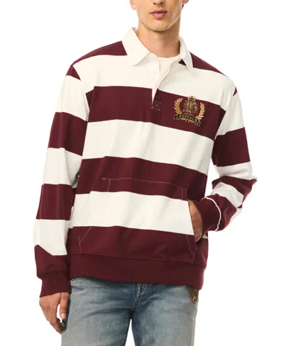 Buffalo David Bitton Men's Kapeo Rugby Stripe Long-sleeve Polo Shirt In Burgundy