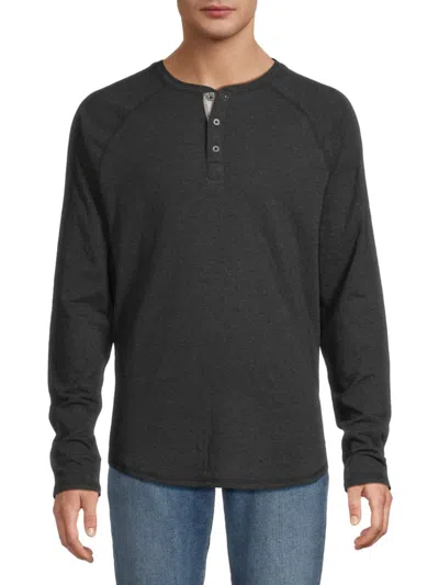 Buffalo David Bitton Men's Kariver Raglan Sleeve Henley In Black
