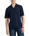 Buffalo David Bitton Men's Lightweight Short Sleeve Button Up Bandana Print Camp Shirt In Whale