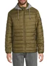 Buffalo Men's Quilted Hooded Puffer Jacket In Green