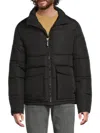 Buffalo David Bitton Men's Quilted Zip-front Puffer Jacket In Black
