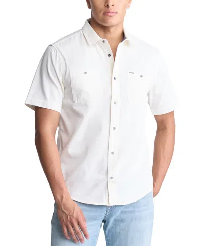 Buffalo David Bitton Men's Sagrino Relaxed-fit Button-down Utility Shirt In Milk