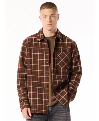 Buffalo David Bitton Men's Samuel Plaid Relaxed-fit Overshirt In Brown
